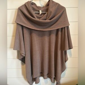 Rachel Kate Taupe Cowl Neck Poncho